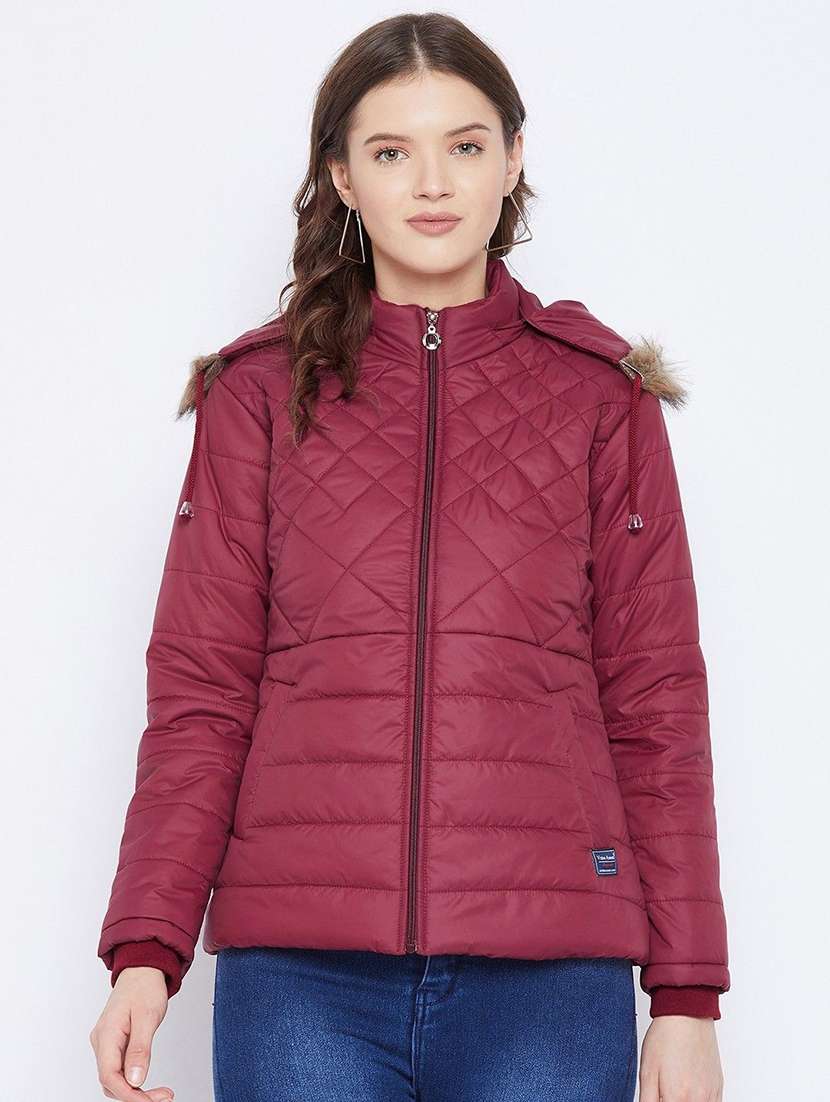 women long sleeve hooded quilted jacket