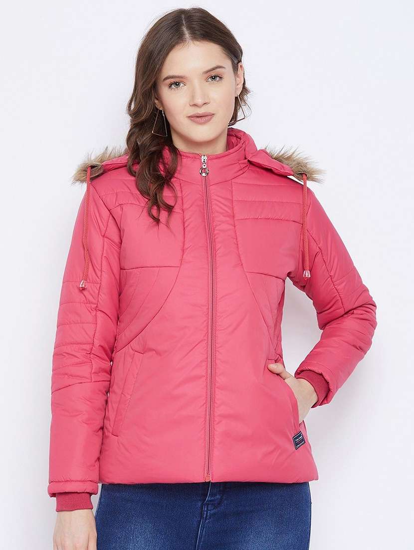 women long sleeve hooded quilted jacket