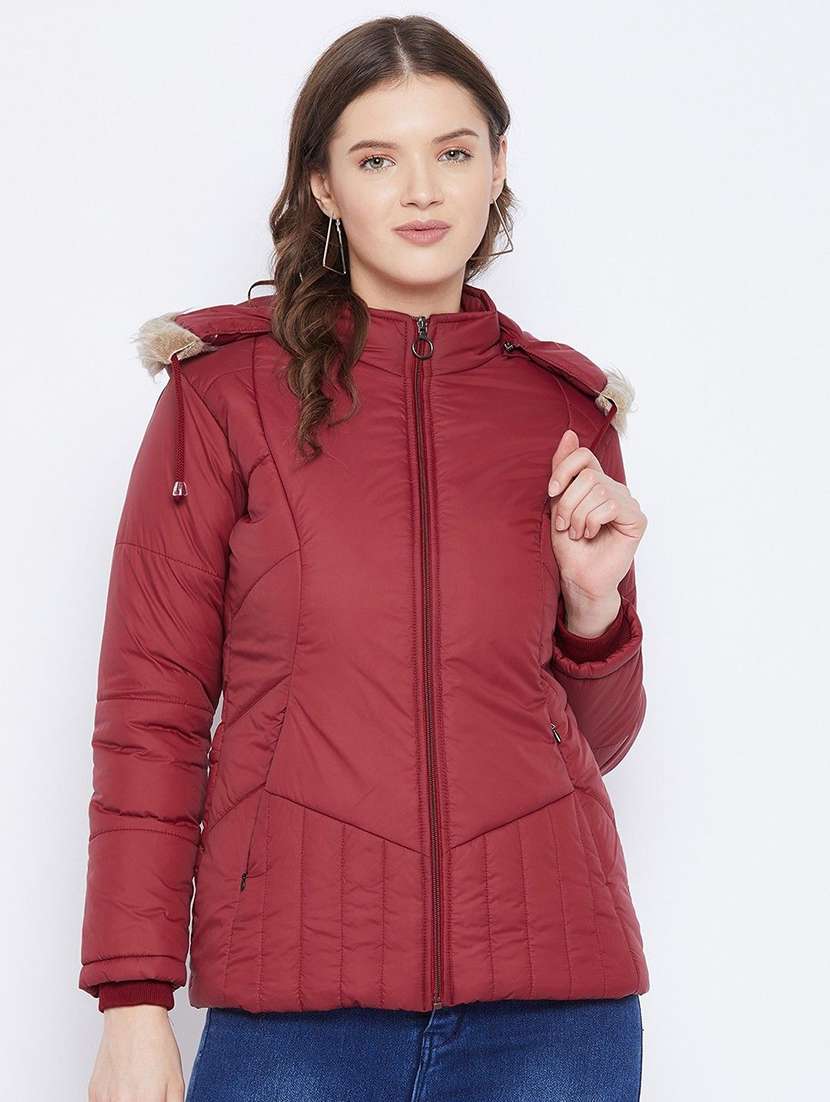 women long sleeve hooded quilted jacket