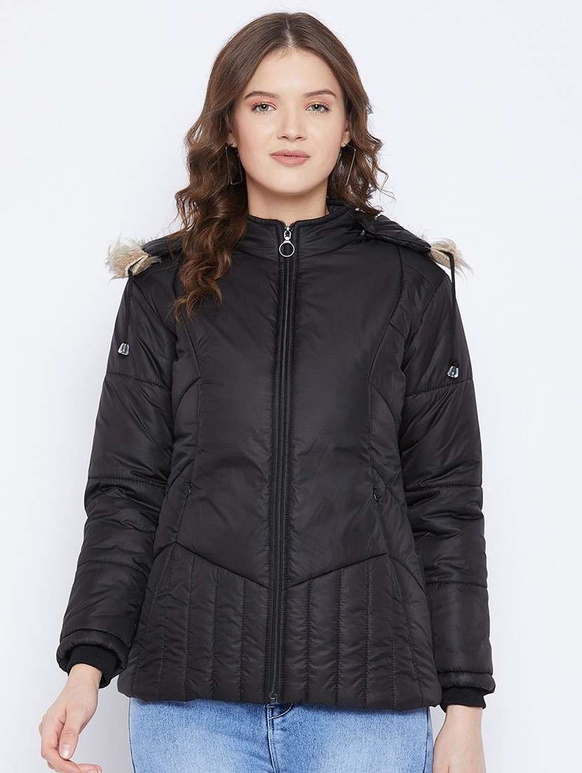 women long sleeve hooded quilted jacket