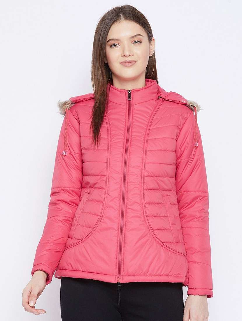 women long sleeve hooded quilted jacket