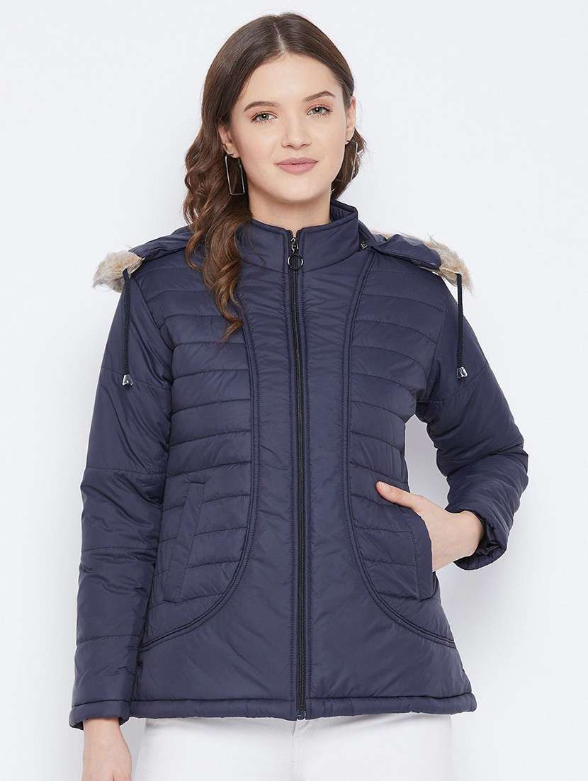 women long sleeve hooded quilted jacket