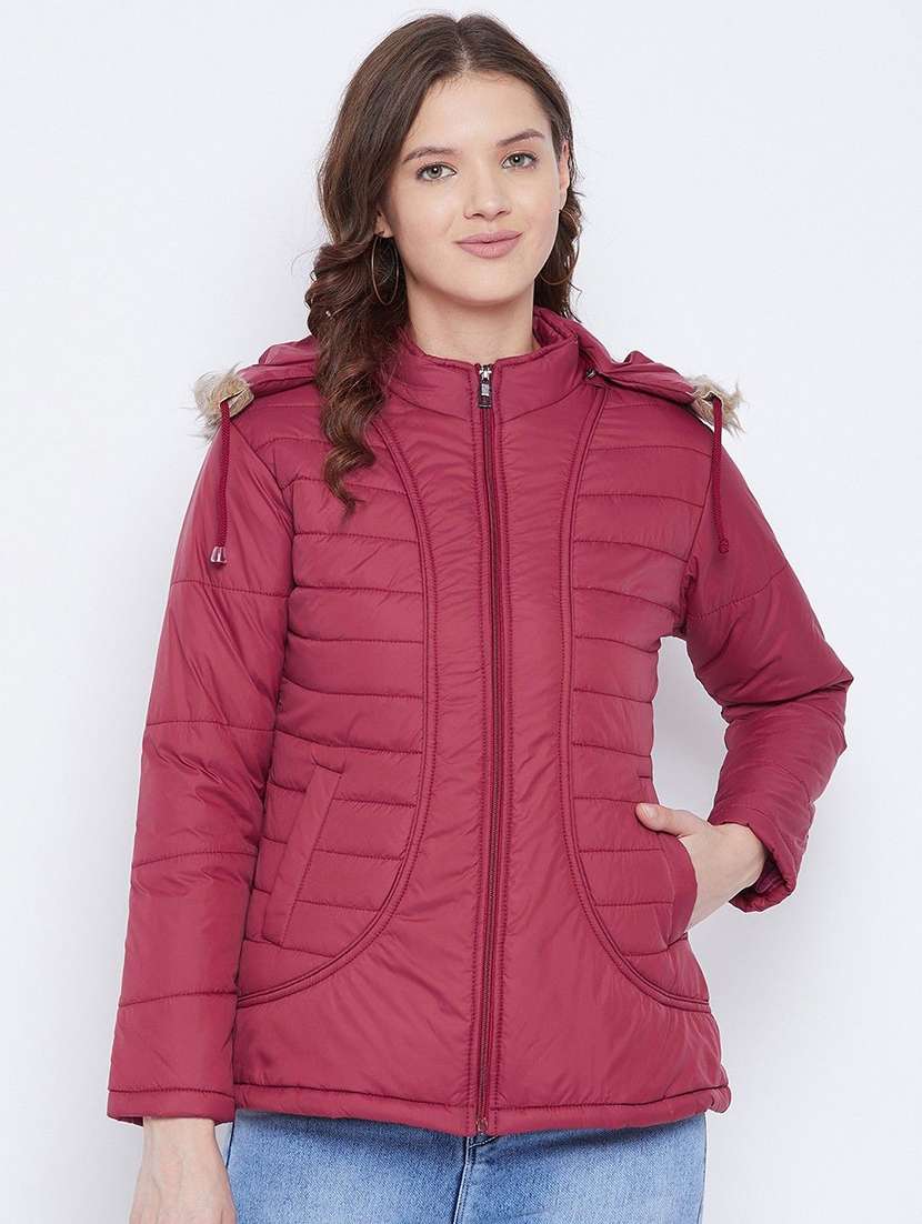 women long sleeve hooded quilted jacket