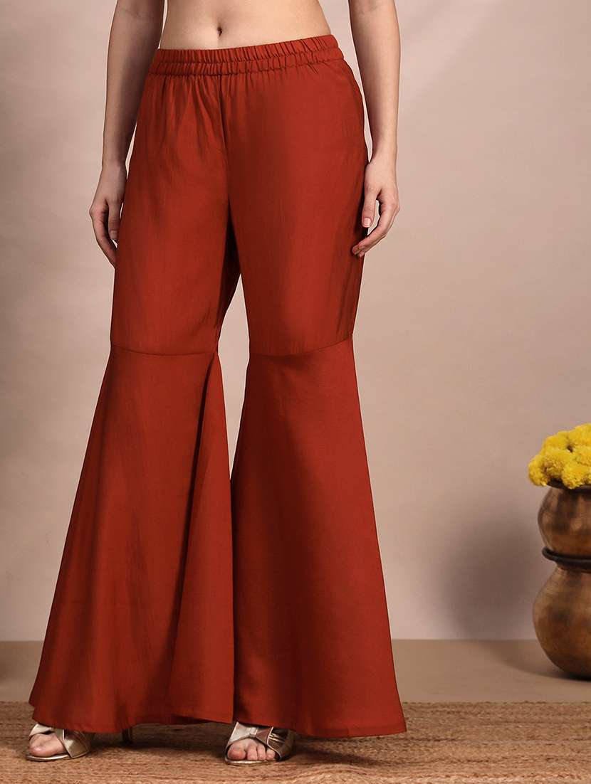 women solid with work short sleeve kurta sharara with dupatta set - 22263864 -  Standard Image - 3