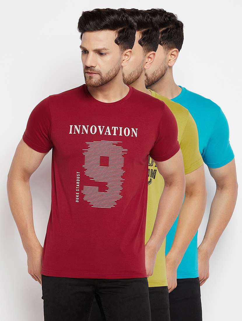 men pack of 3 printed short sleeve combo t-shirt
