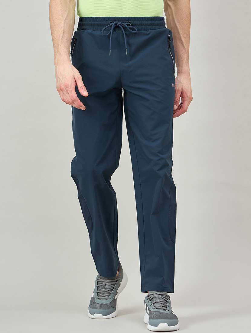 men solid mid rise regular fit track pant