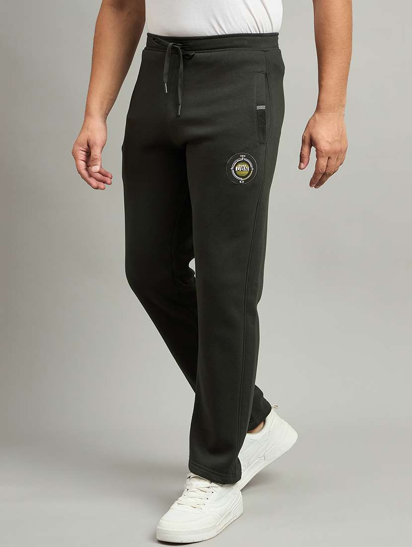 men solid mid rise regular fit track pant