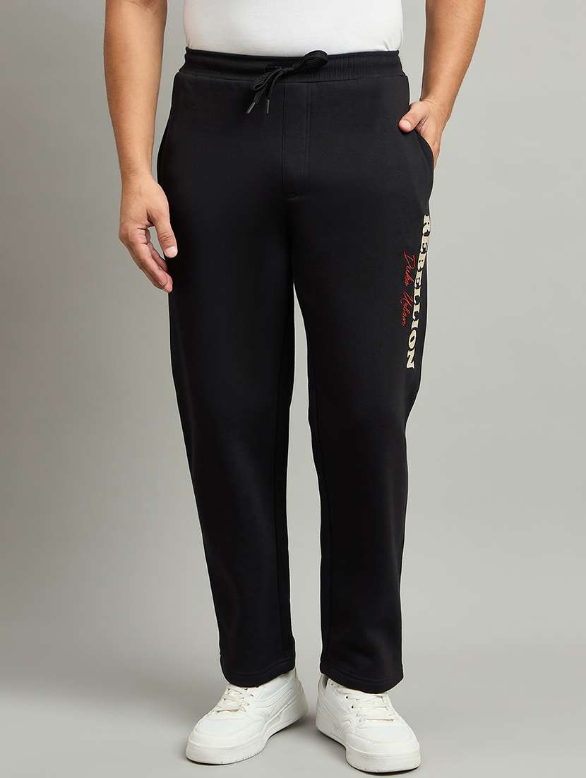 men solid mid rise regular fit track pant