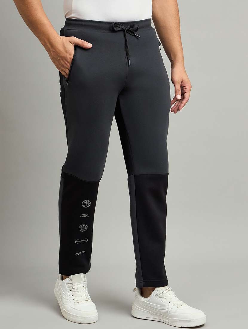 men color blocked mid rise regular fit track pant