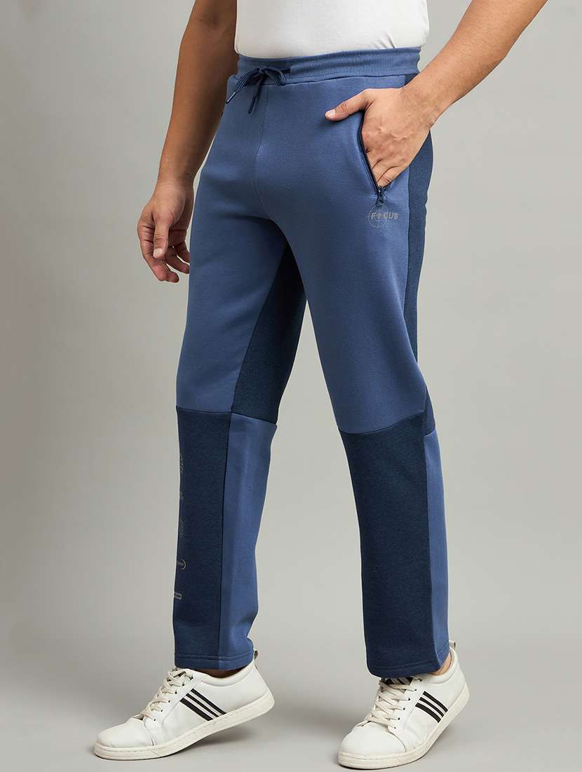 men color blocked mid rise regular fit track pant