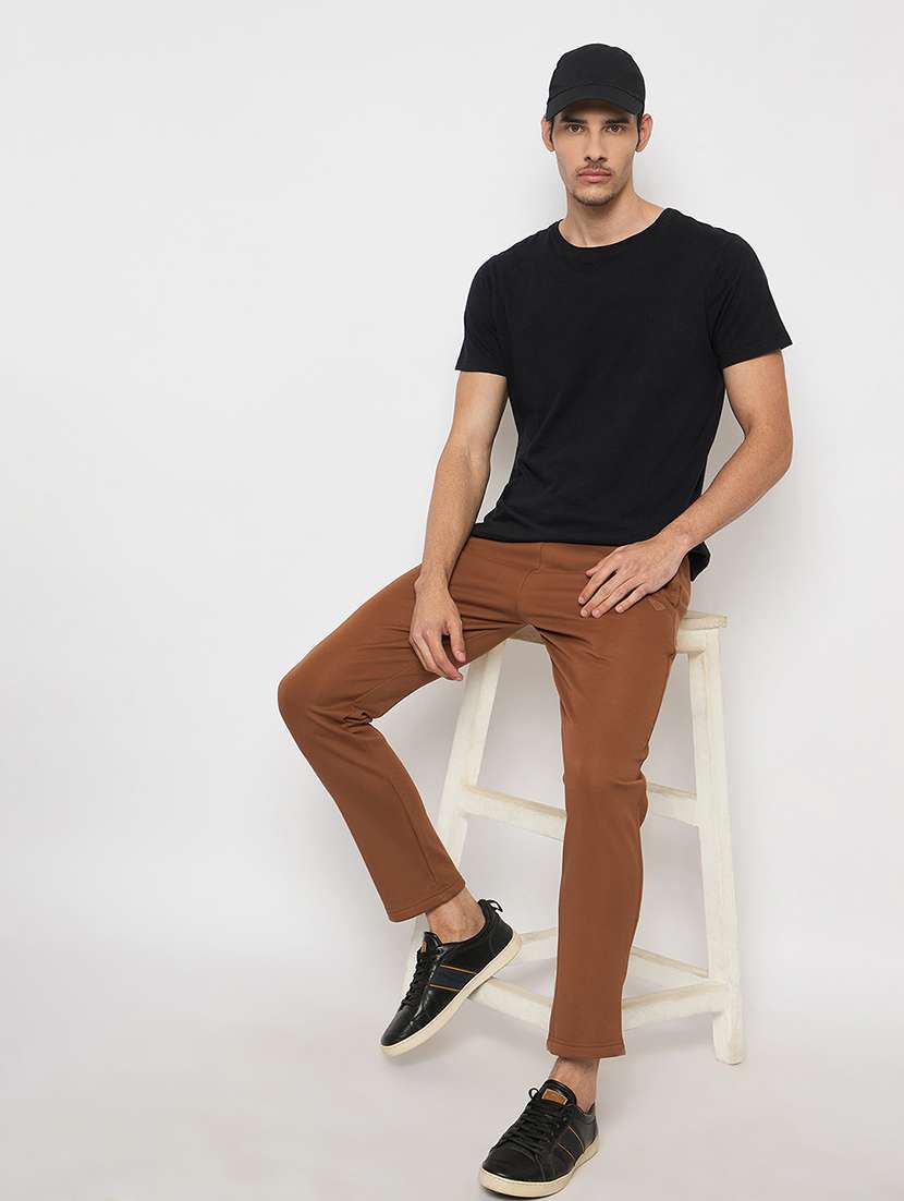 men solid mid rise regular fit track pant - 22264077 -  Standard Image - 3