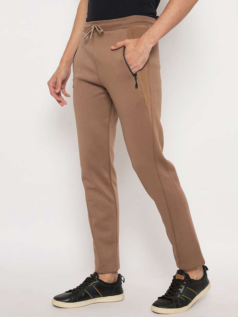 men solid mid rise regular fit track pant