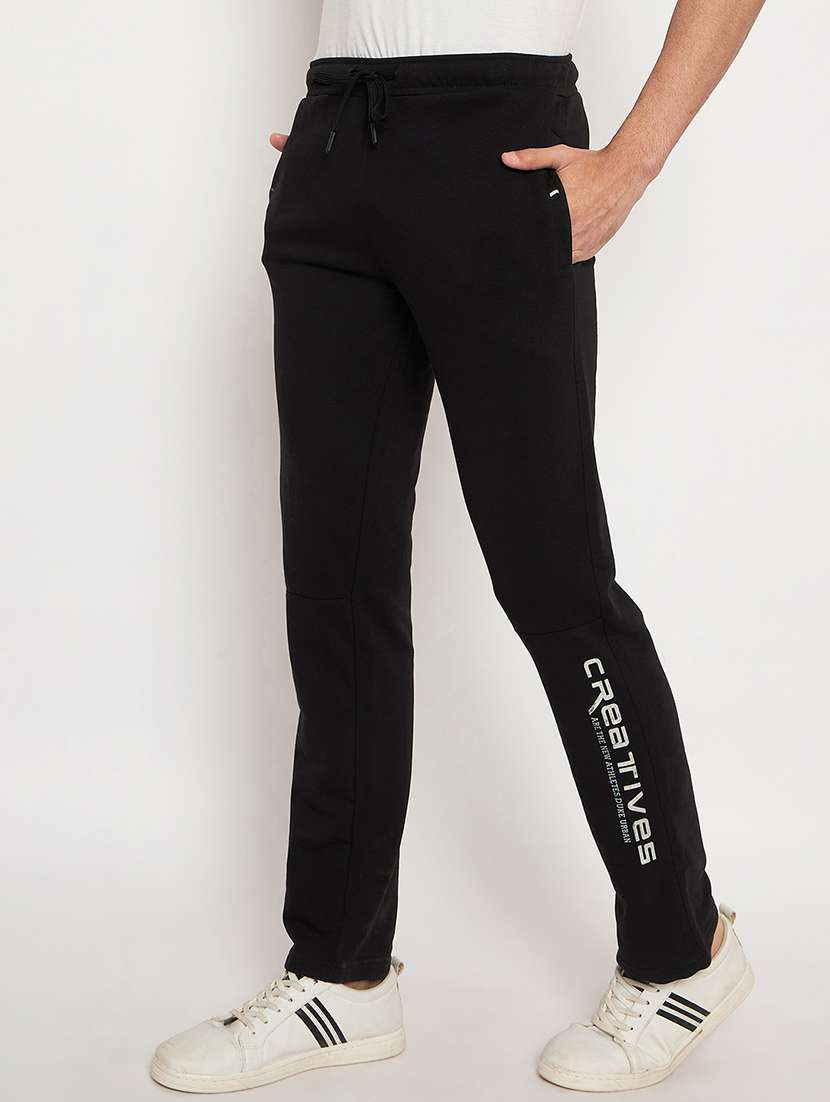 men solid mid rise regular fit track pant