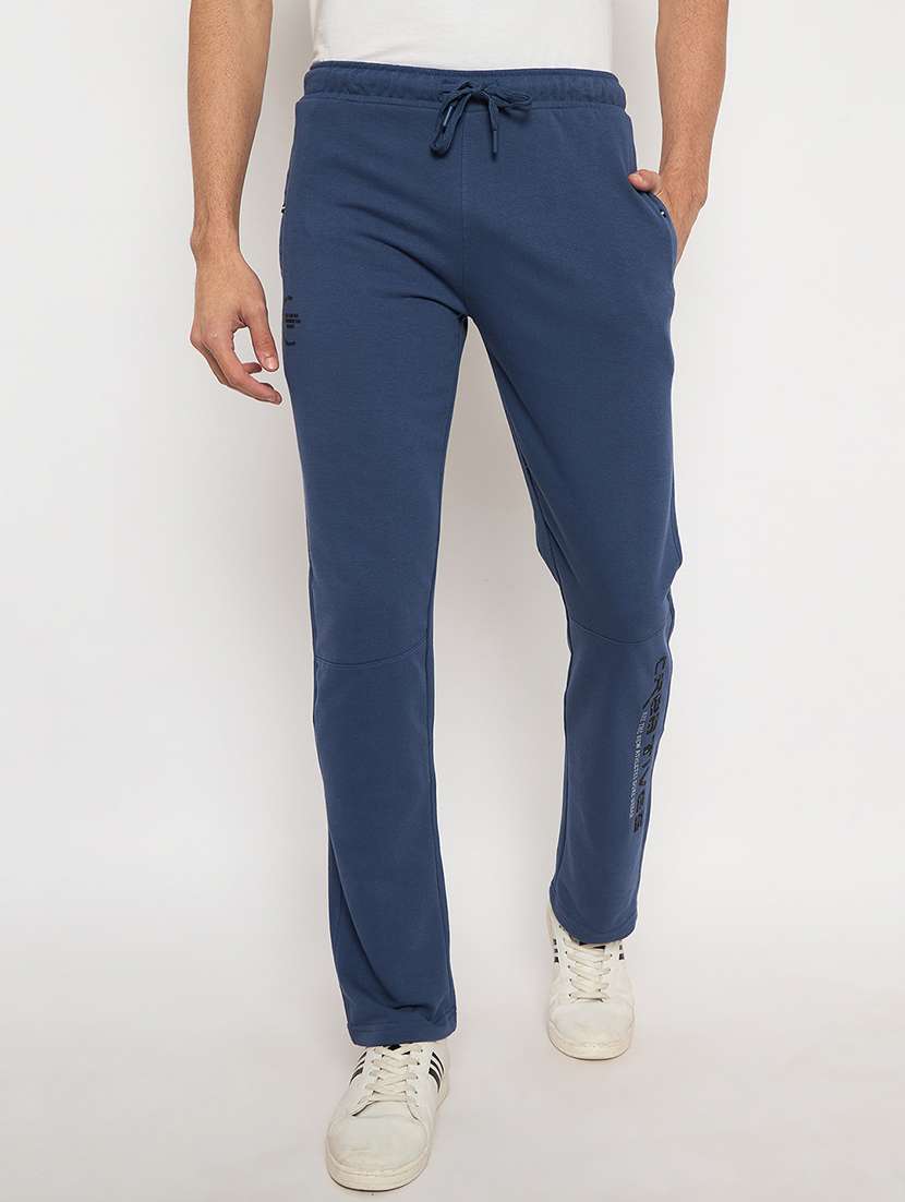 men solid mid rise regular fit track pant
