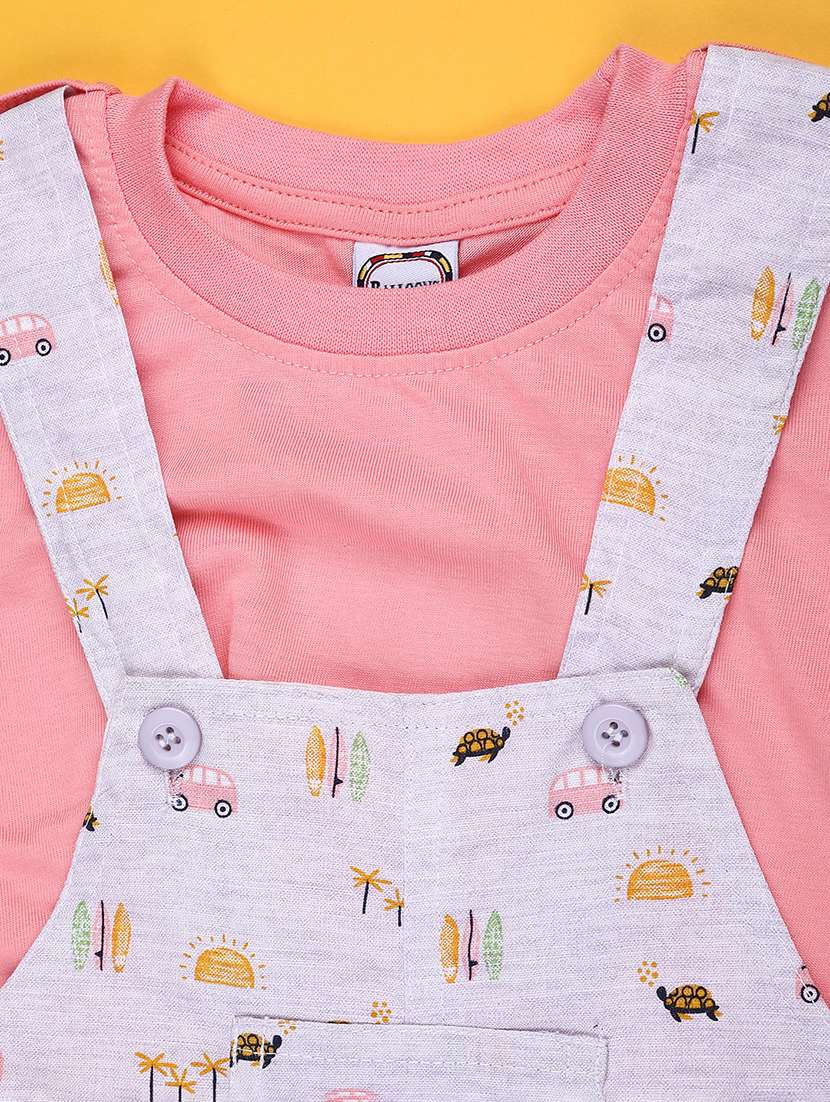 kids printed short sleeve t-shirt & dungaree set - 22264114 -  Standard Image - 3