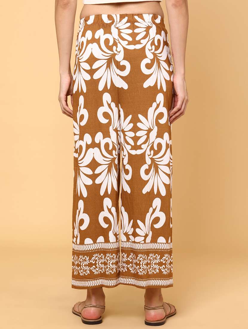 women printed mid rise straight palazzo - 22264120 -  Standard Image - 3