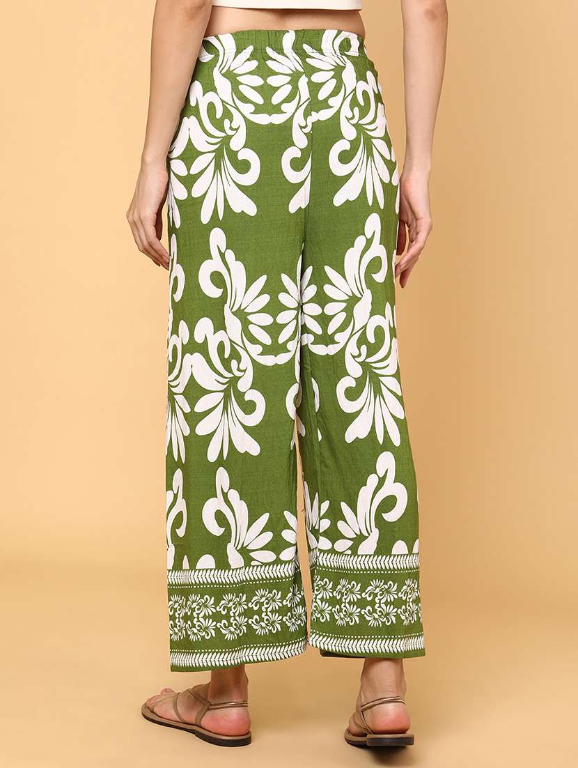 women printed mid rise straight palazzo - 22264121 -  Standard Image - 3