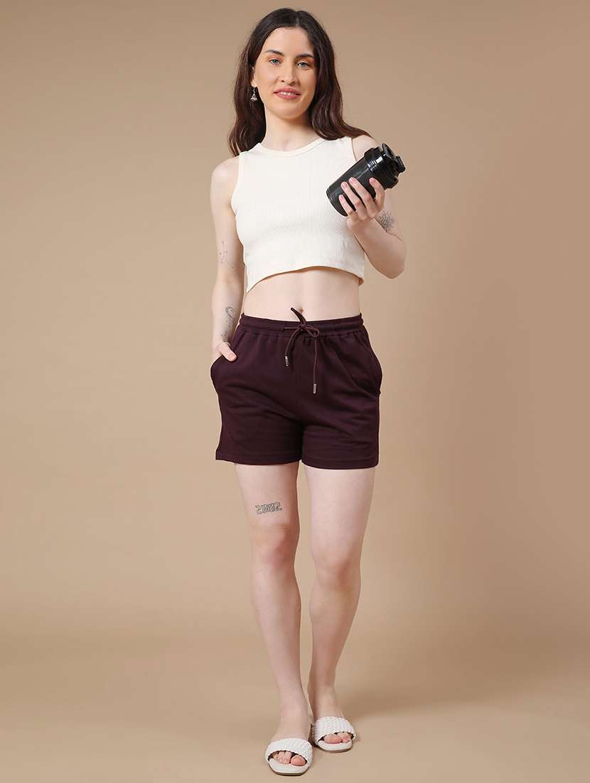 maroon cotton regular shorts - 22264147 -  Standard Image - 5