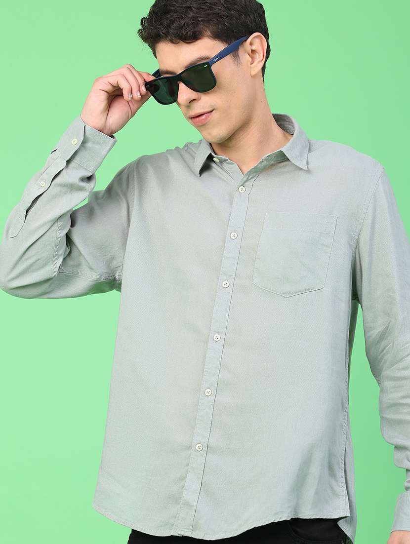 men solid long sleeve regular fit casual shirt