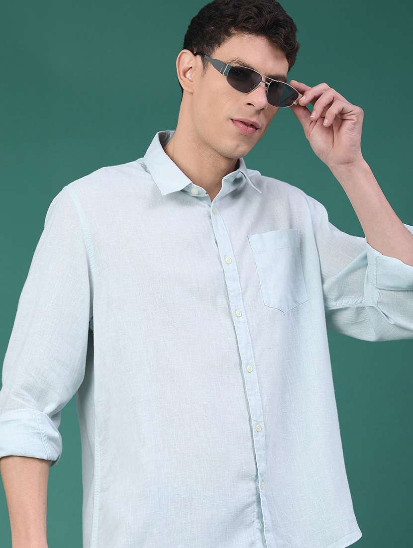 men solid long sleeve regular fit casual shirt