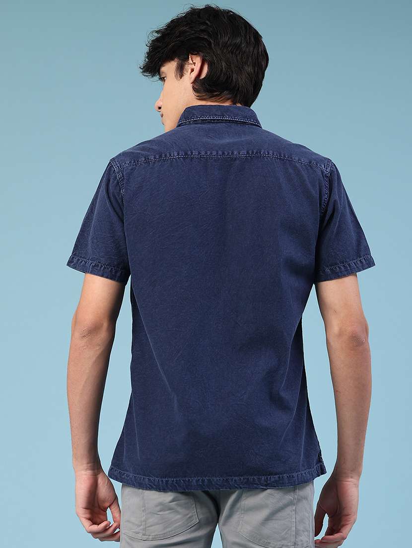men blue cotton casual shirt - 22264160 -  Standard Image - 3