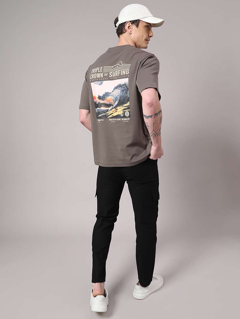 men grey cotton blend plain t-shirt - 22264177 -  Standard Image - 3