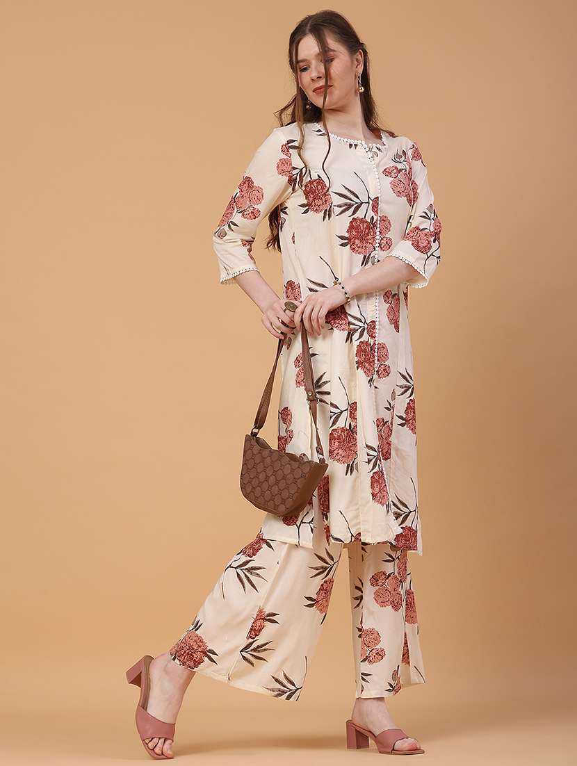 women floral three quarter sleeve ethnic co-ord set - 22264200 -  Standard Image - 5