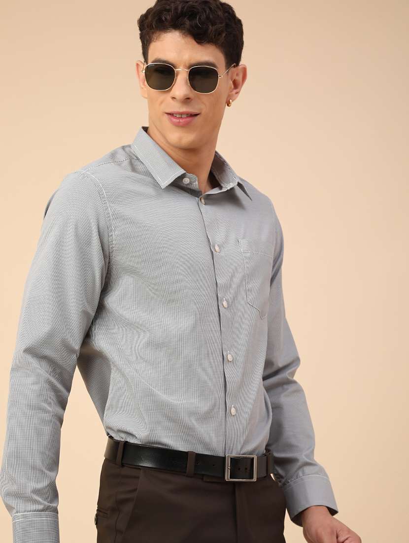 men printed long sleeves formal shirt