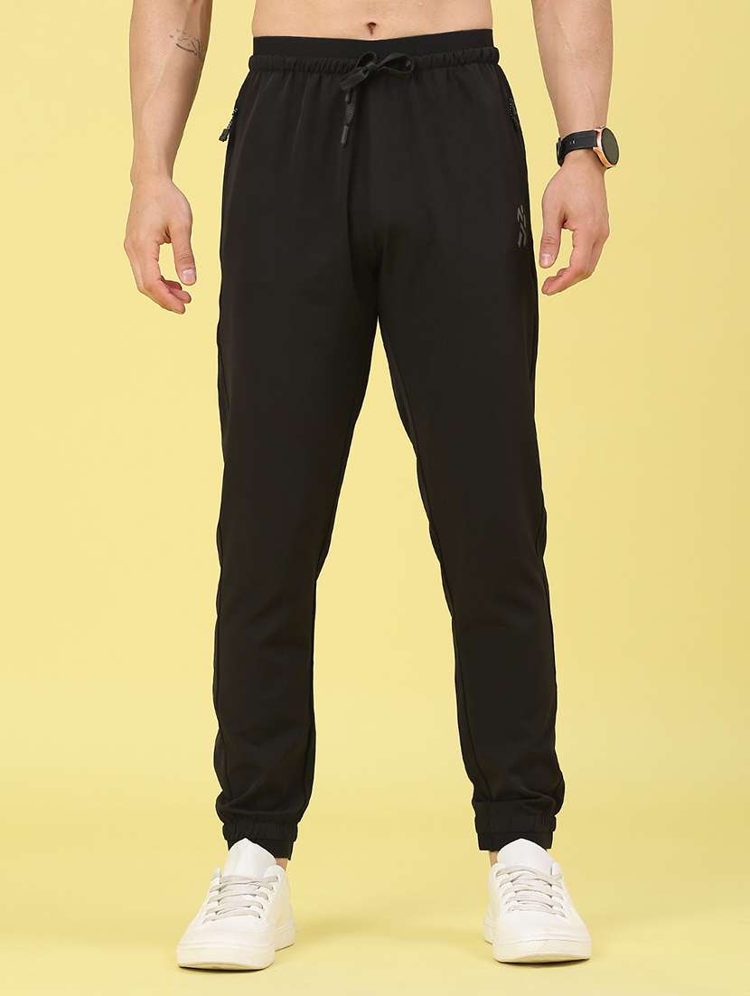 men solid mid rise regular fit jogger