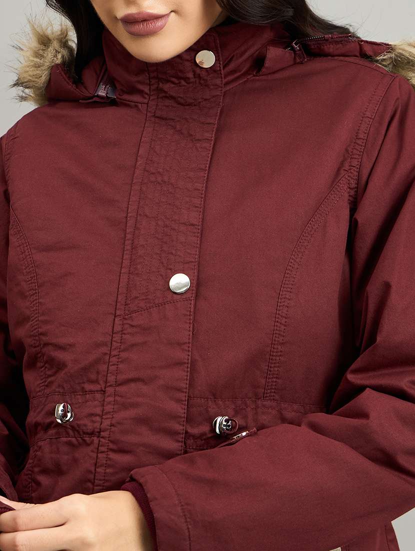 women solid long sleeve hooded quilted jacket - 22264245 -  Standard Image - 3