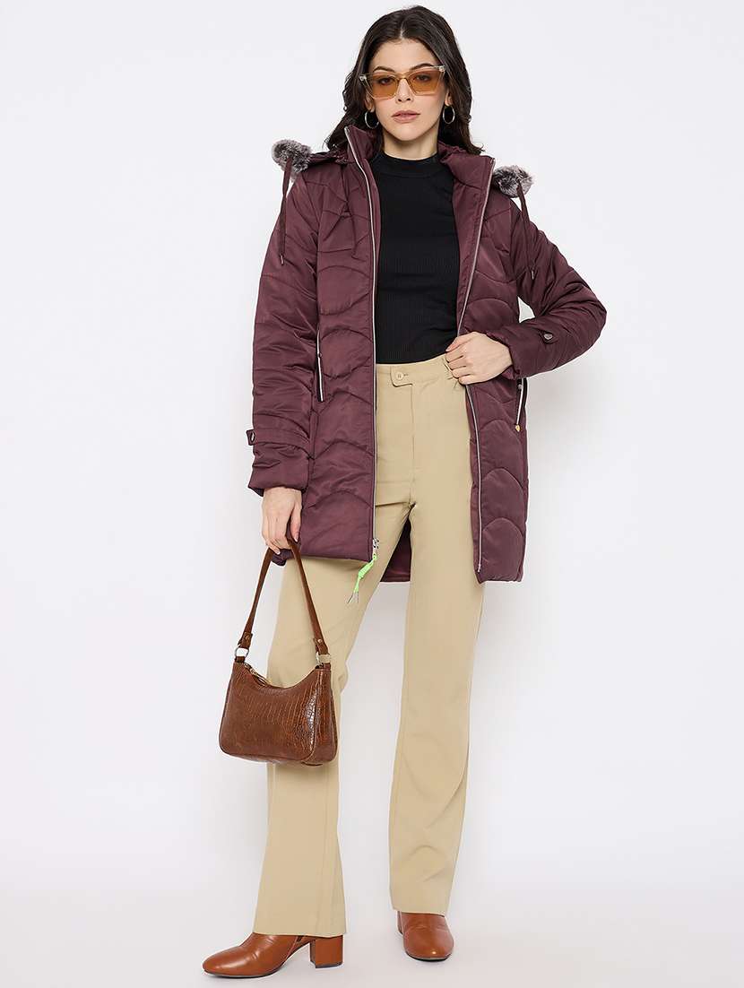 women solid long sleeve hooded quilted jacket - 22264246 -  Standard Image - 3