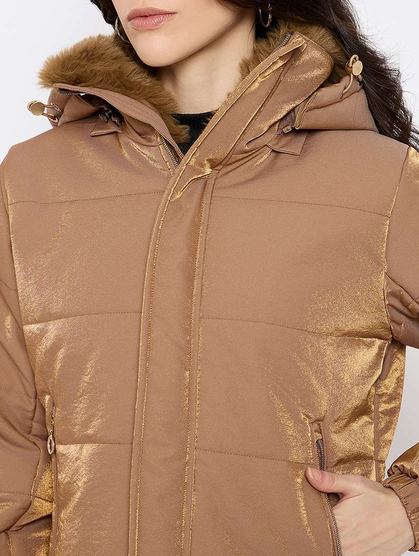 women solid long sleeve hooded quilted jacket - 22264247 -  Standard Image - 3