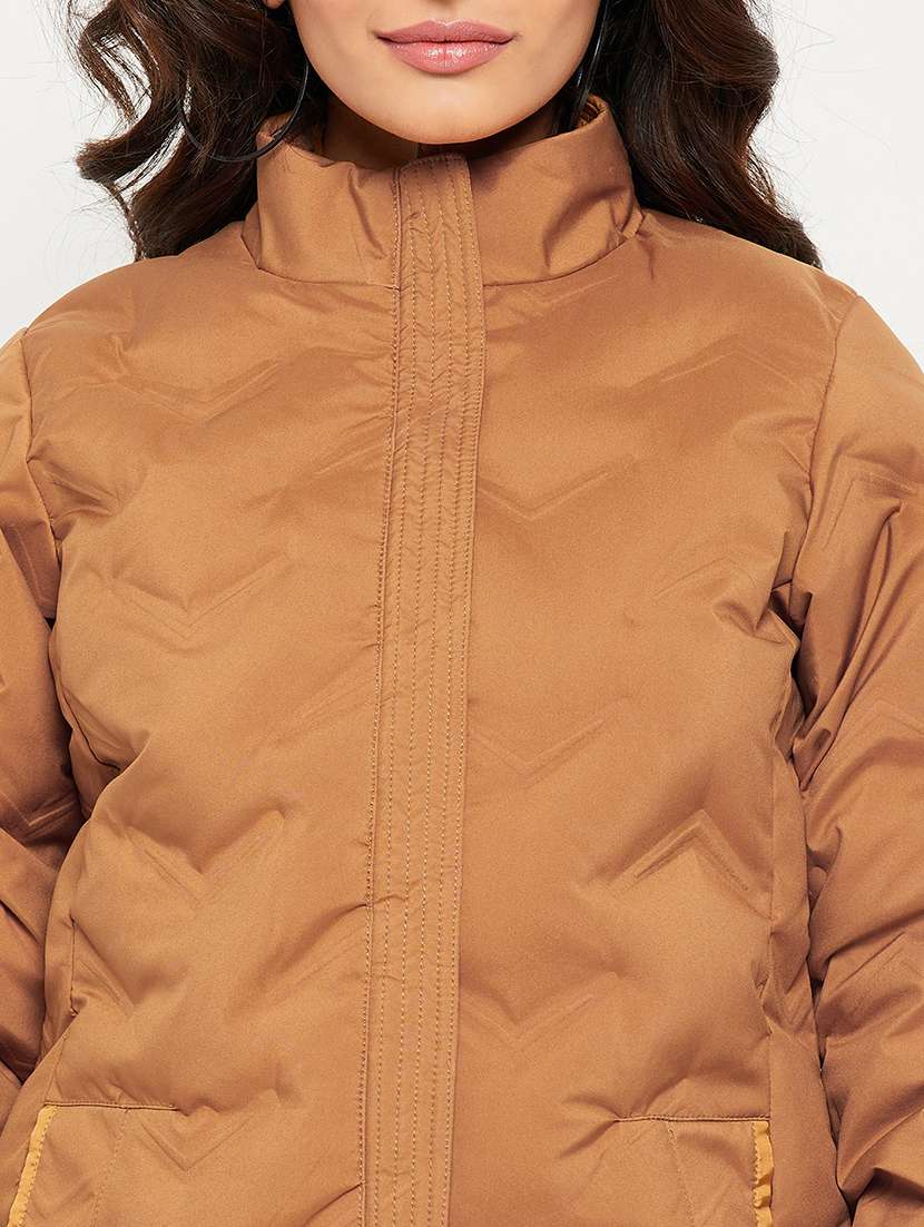 women solid long sleeve quilted jacket - 22264248 -  Standard Image - 3