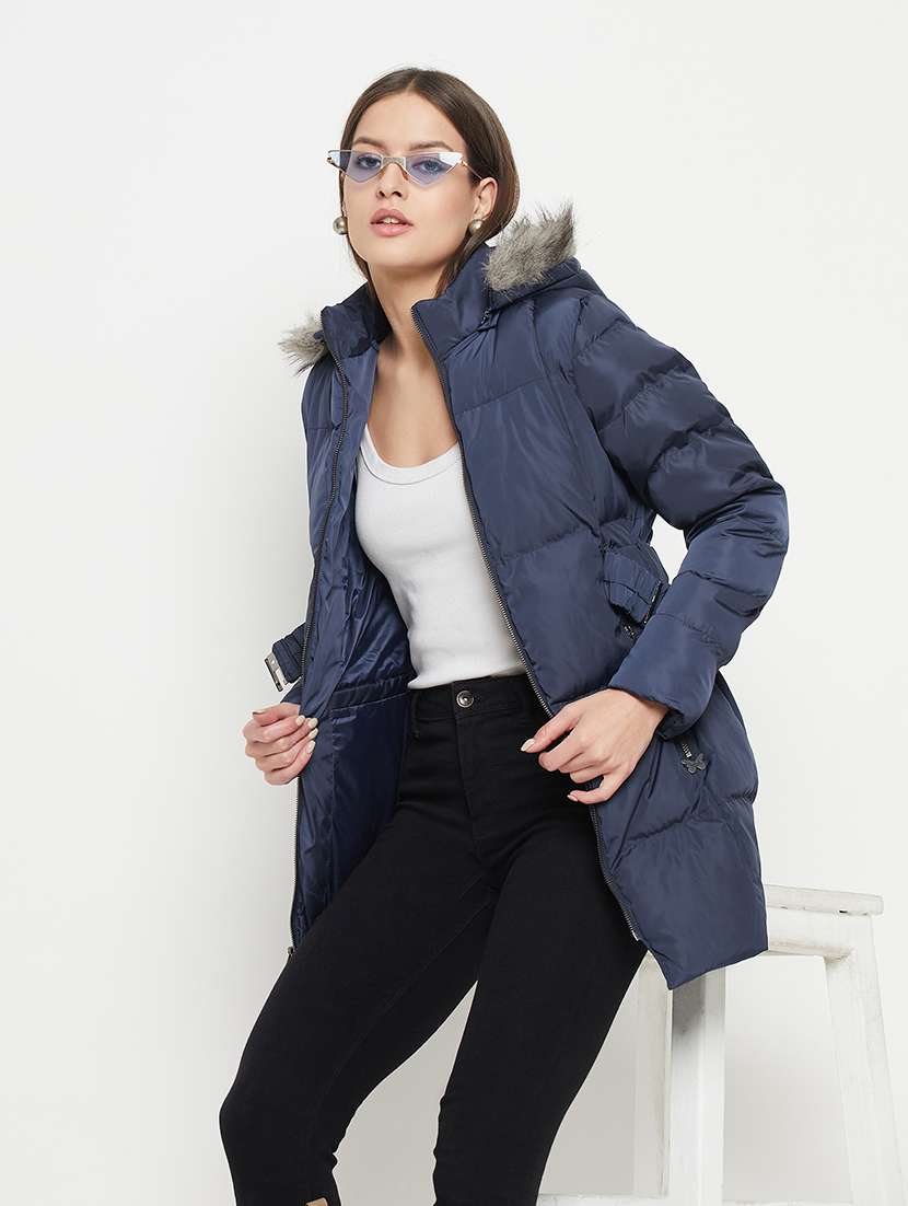 women solid long sleeve hooded quilted jacket - 22264249 -  Standard Image - 3