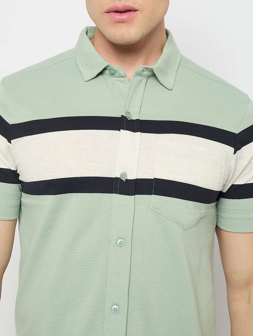 men striped short sleeve slim fit casual shirt - 22264253 -  Standard Image - 5