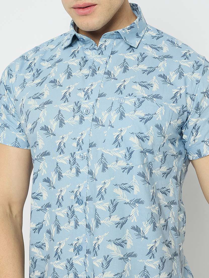 Men Printed Short Sleeve Slim Fit Casual Shirt - 22264255 -  Standard Image - 5