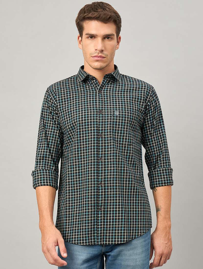 men checkered long sleeve regualr fit casual shirt