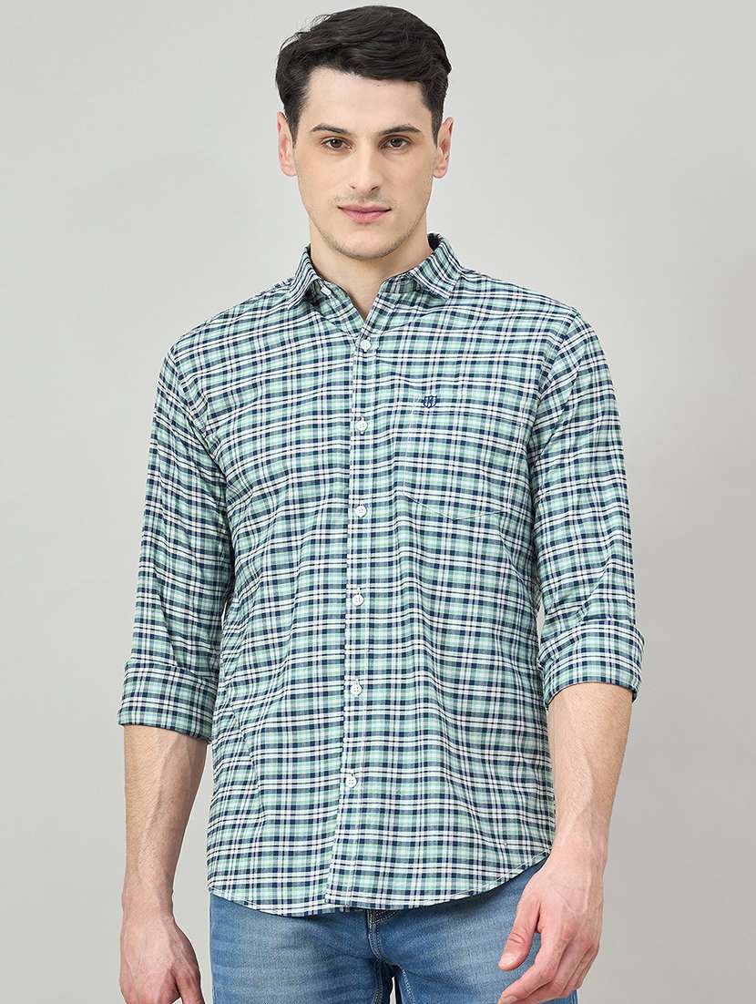 men checkered long sleeve regualr fit casual shirt