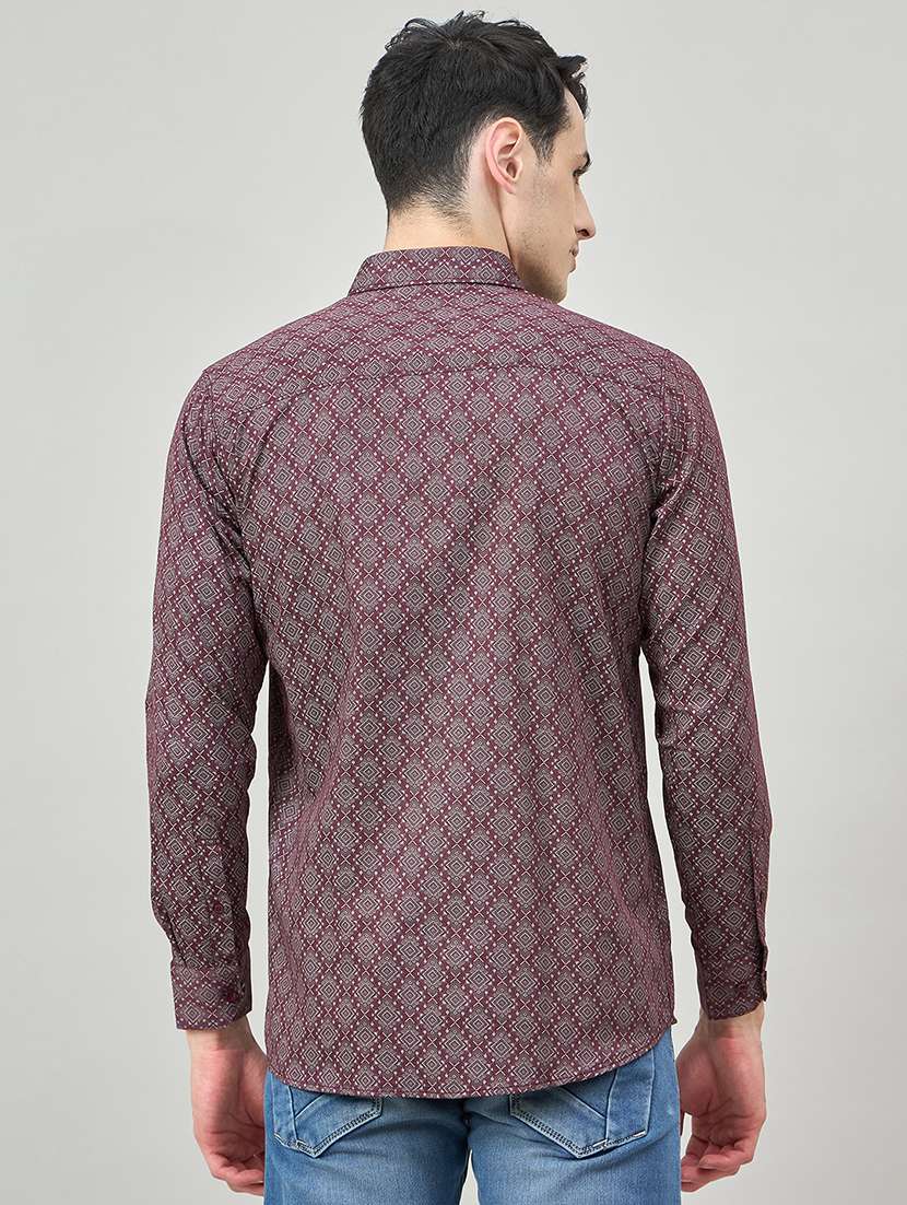 men printed long sleeve slim fit casual shirt - 22264260 -  Standard Image - 3