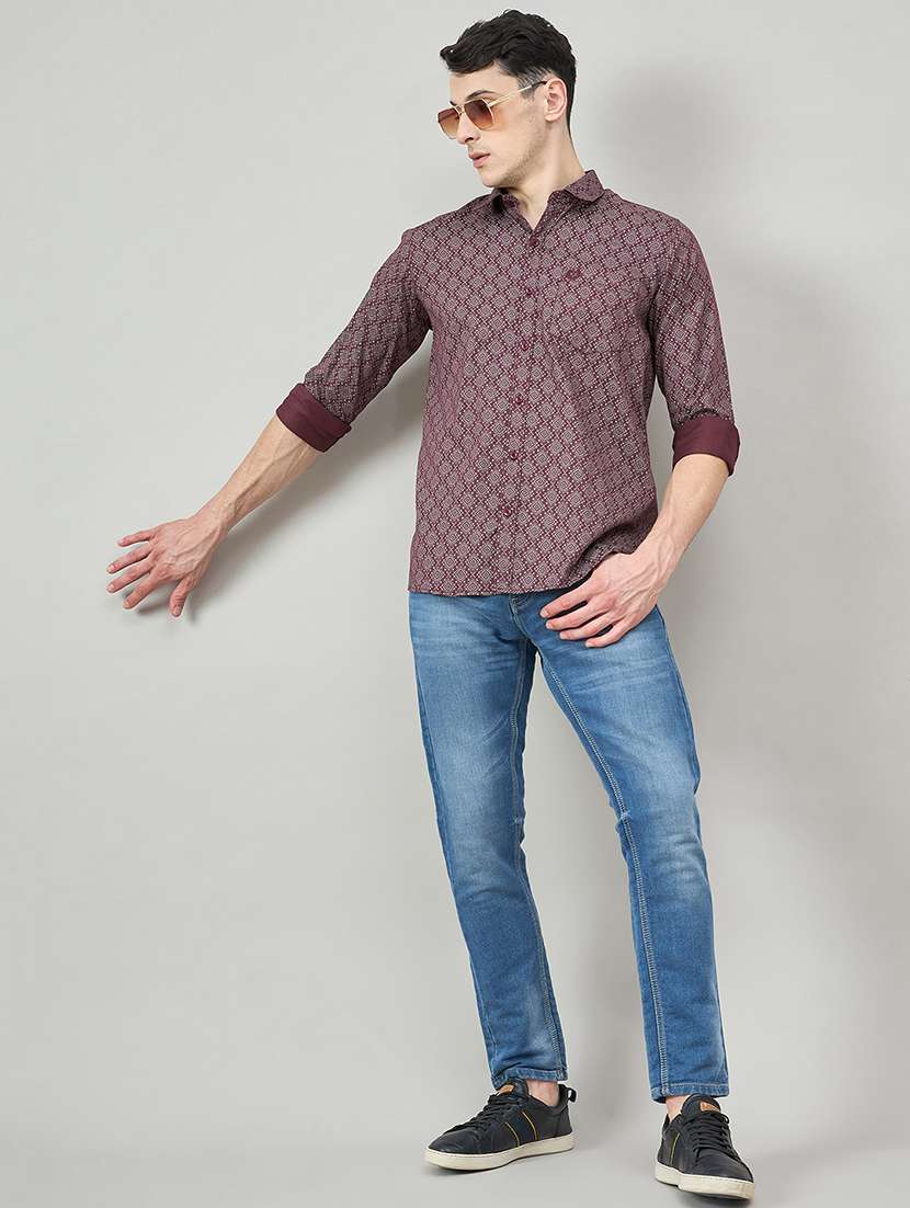 men printed long sleeve slim fit casual shirt - 22264260 -  Standard Image - 5