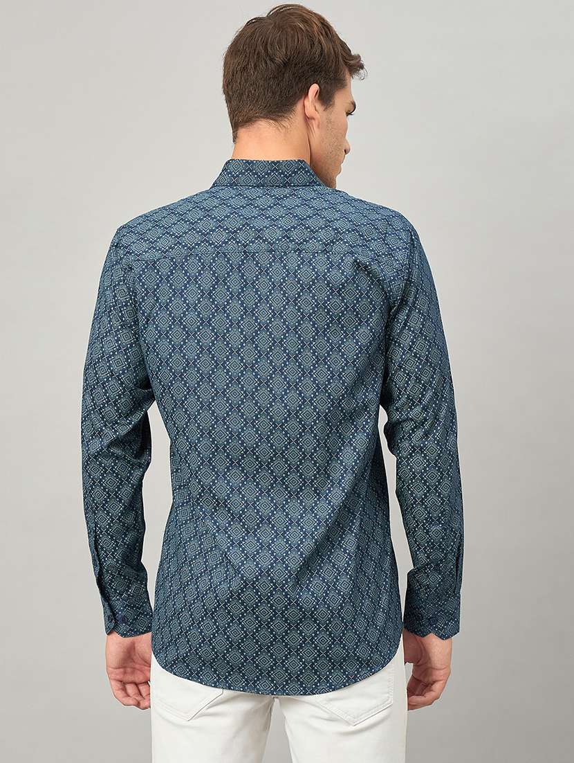 men printed long sleeve slim fit casual shirt - 22264261 -  Standard Image - 3