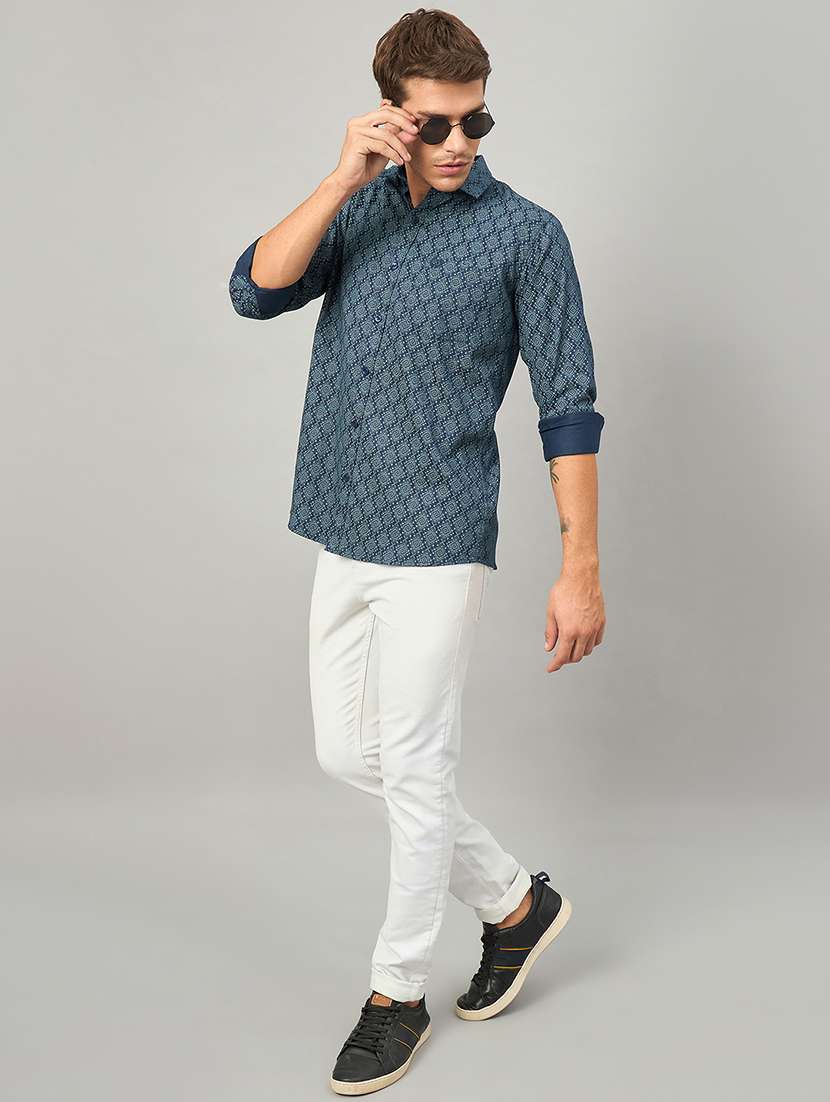 men printed long sleeve slim fit casual shirt - 22264261 -  Standard Image - 5