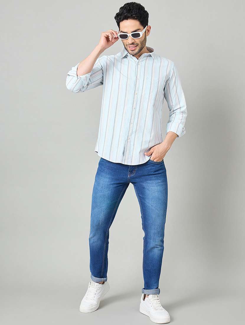men striped long sleeve slim fit casual shirt - 22264262 -  Standard Image - 5