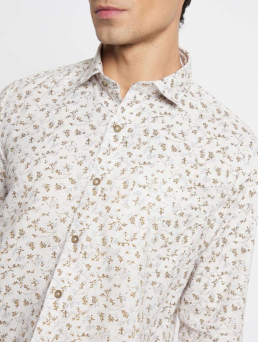 men printed long sleeve slim fit casual shirt - 22264269 -  Standard Image - 5