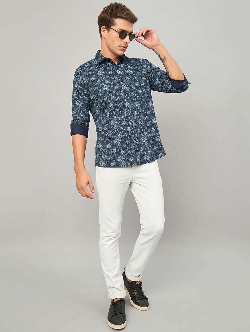 men printed long sleeve slim fit casual shirt - 22264272 -  Standard Image - 5