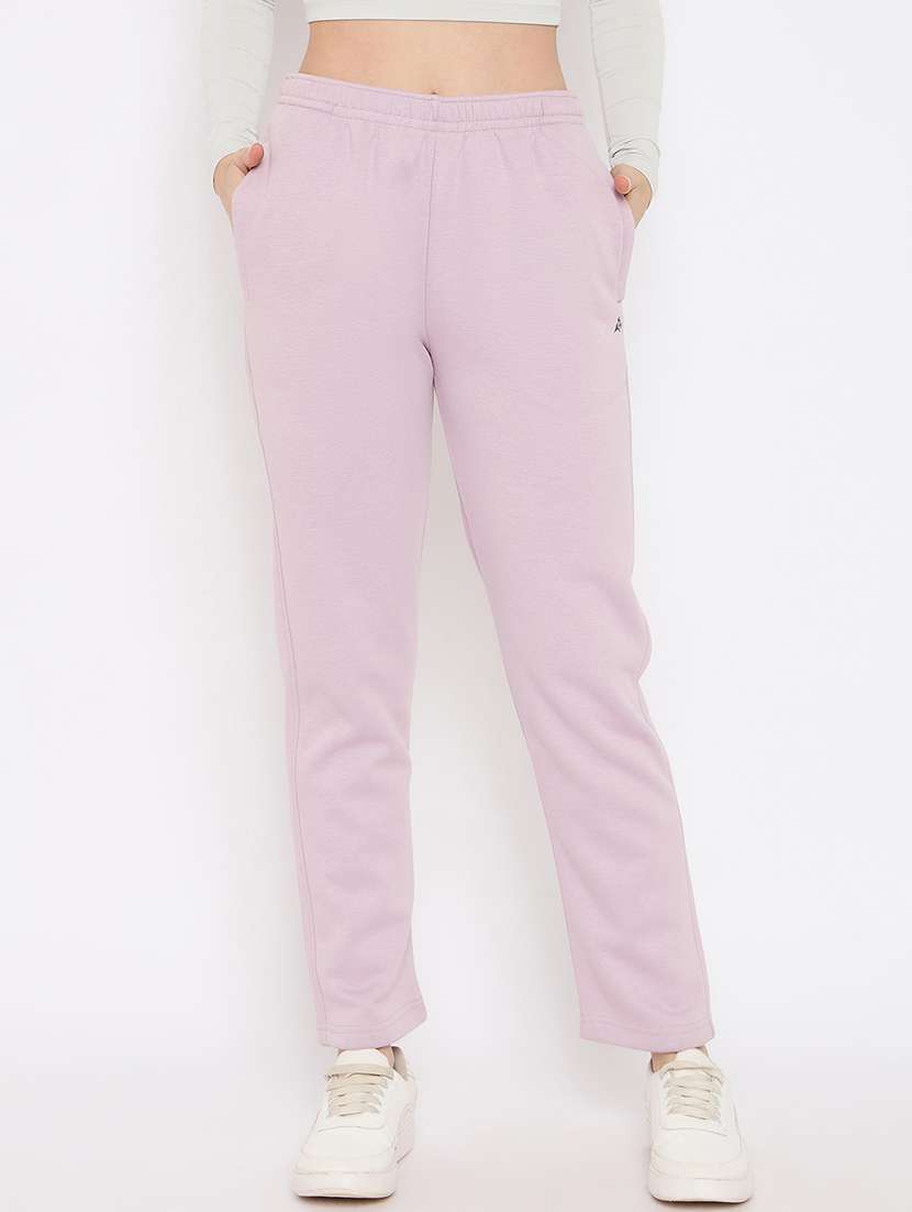 women solid high rise track pant