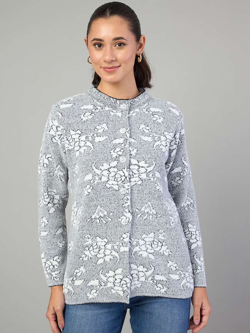 women self designed long sleeve cardigan