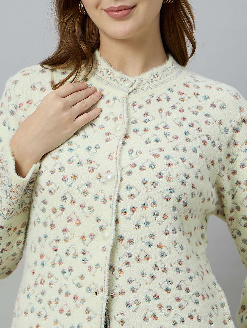 women self designed long sleeve cardigan - 22264291 -  Standard Image - 3