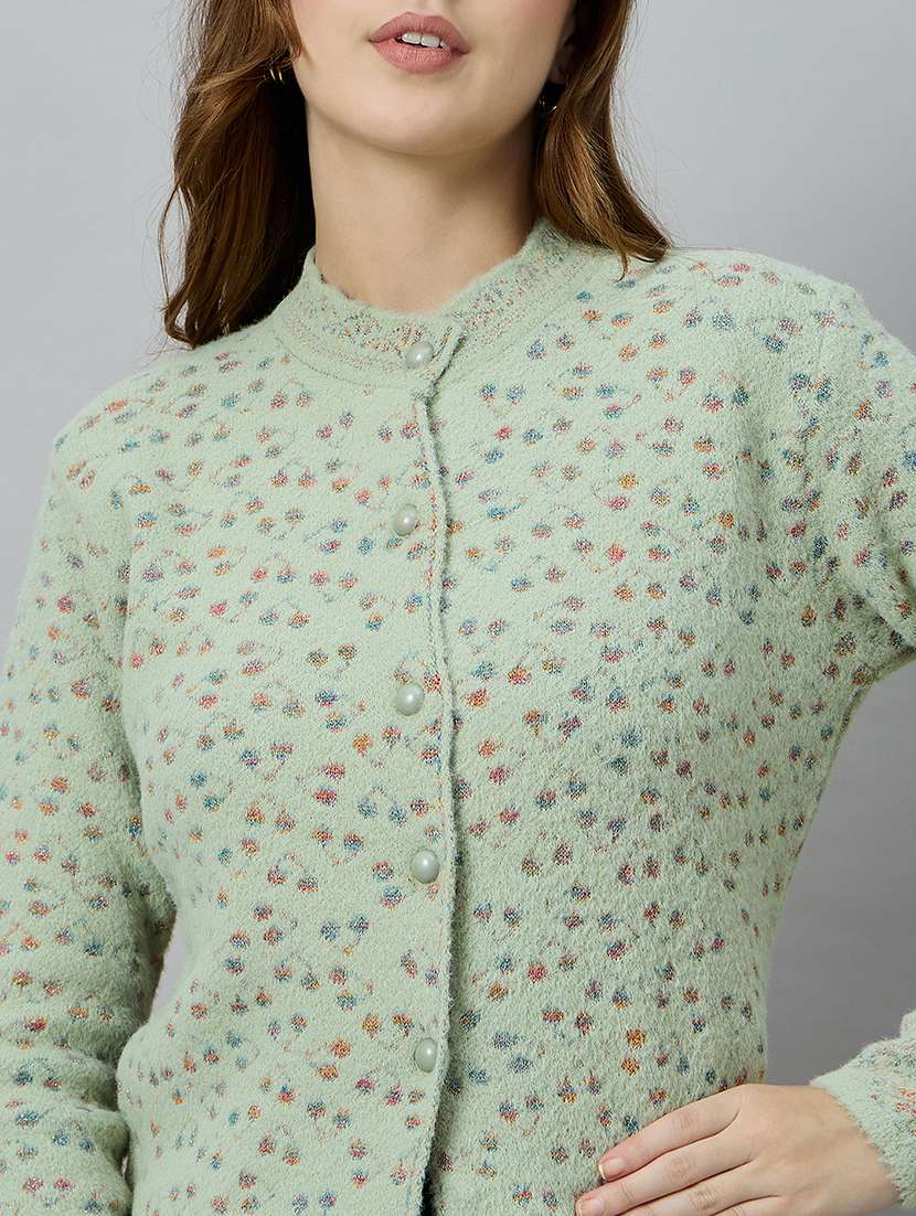 women self designed long sleeve cardigan - 22264292 -  Standard Image - 3