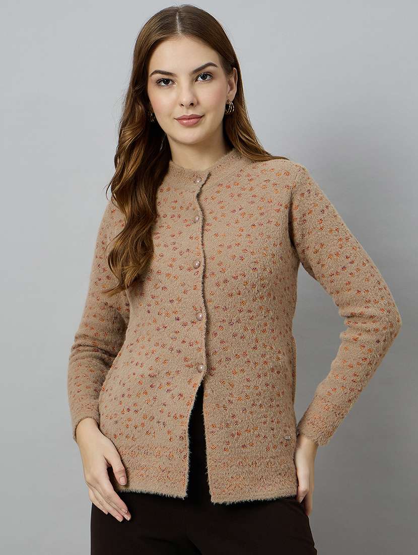 women self designed long sleeve cardigan